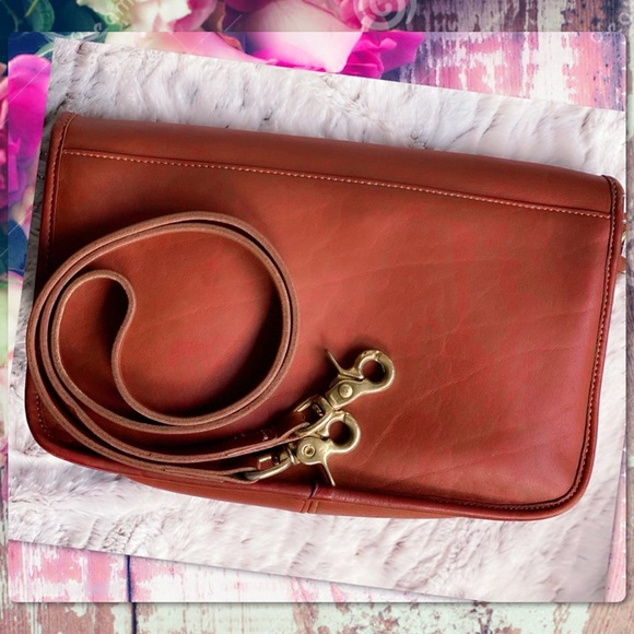 VINTAGE COACH BRITISH TAN CONVERTIBLE CLUTCH CROSSBODY BAG 9635 - Picture 10 of 16